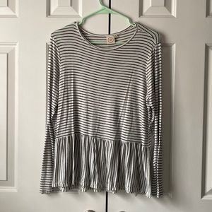 ❗25% off 2❗ Insanely soft black and white striped peplum long sleeve top